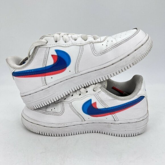 Nike Force 1 Lv8 Ksa 3d Glasses White Blue Red Youth Shoes CJ7160 100 Size 12C - Picture 9 of 12